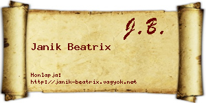 Janik Beatrix névjegykártya